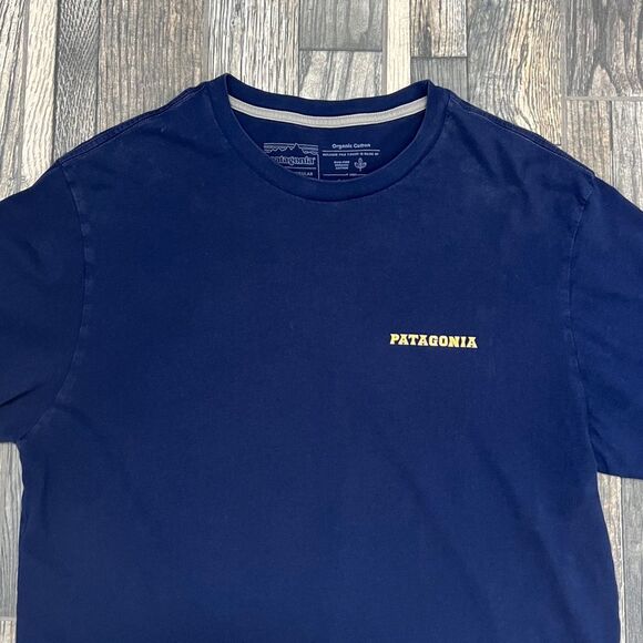 🔥 PATAGONIA Summit Road Graphic Tee Regular Fit -Navy Blue- Men Sz M - EXCELLEN - Picture 6 of 7